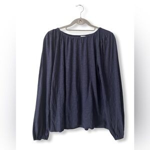 Navy Long-Sleeve Lightweight Peasant Top || Never Worn || Caslon || Large